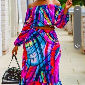 2 piece plus size vacation outfit multi colored